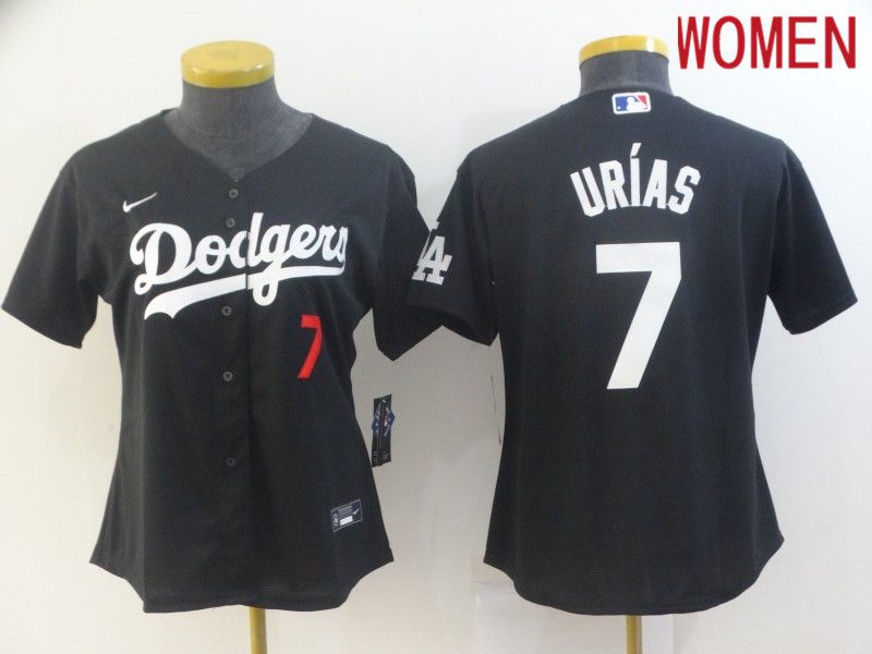 Women Los Angeles Dodgers #7 Urias Black Game 2021 Nike MLB Jersey->women mlb jersey->Women Jersey
